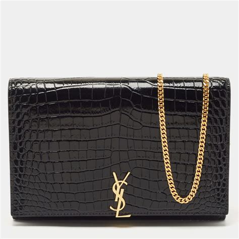 croc print ysl wallet|saint laurent croc embossed wallet.